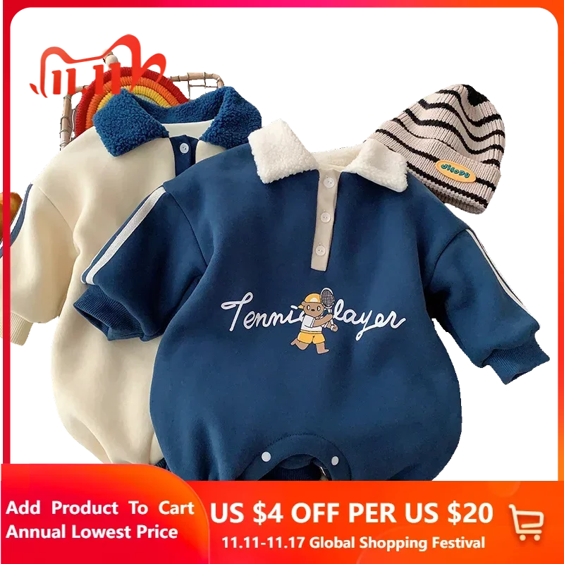 

Baby Romper Fall & Winter Baby Clothes for boys girls polo Outfit baby clothes 0 to 12 months bodysuit & one piece plus velvet