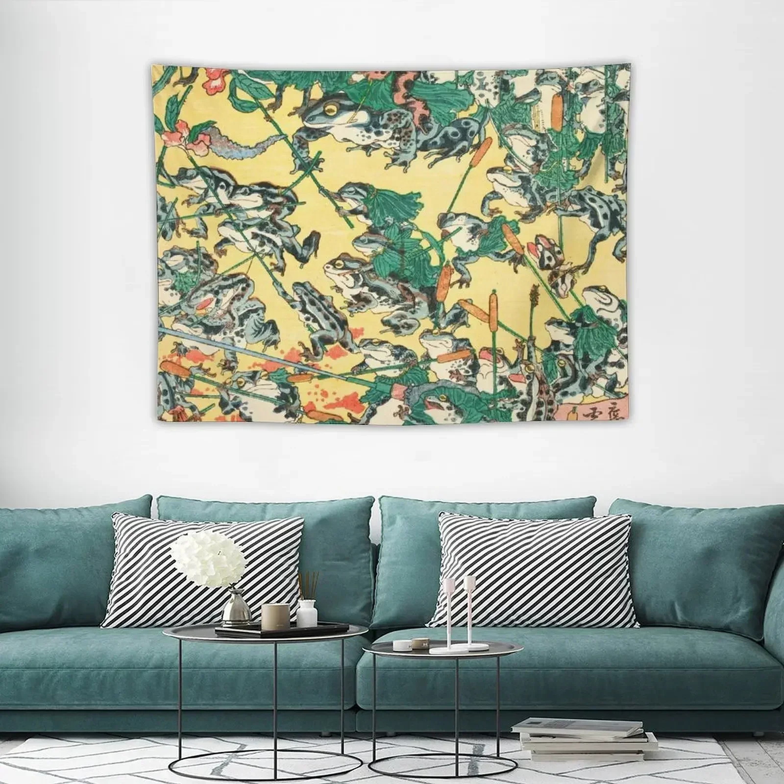 Модная битва лягушек от Kawanabe Kyosai 1864 гобелен украшение для гостиной декор комнаты