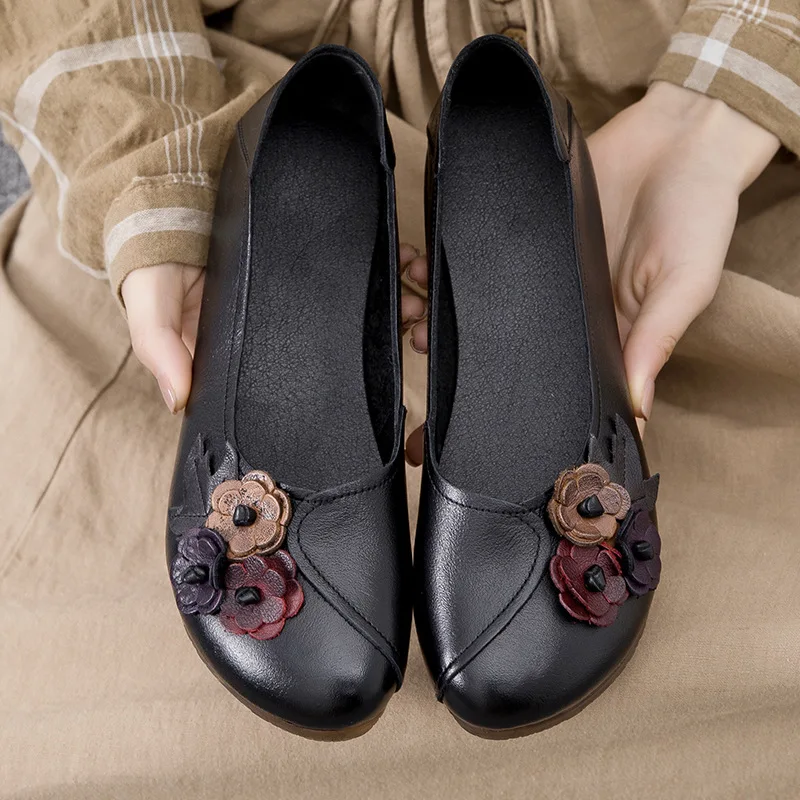 

Oxford Flats for Women Genuine Leather Loafers Women's Flat Shoes 2022 Fashion Soft Oxford Shoes Woman Flats Mom Leather Shoes