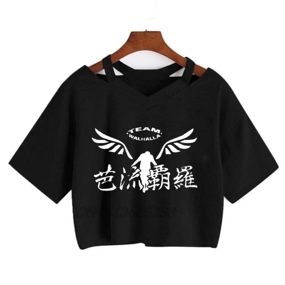 

Tokyo Revengers Women Black T-shirts Manga Japanese Jujutsu Kaisen Female Tees Retro Cotton Crop Tops T-shirts Fashion Blouses