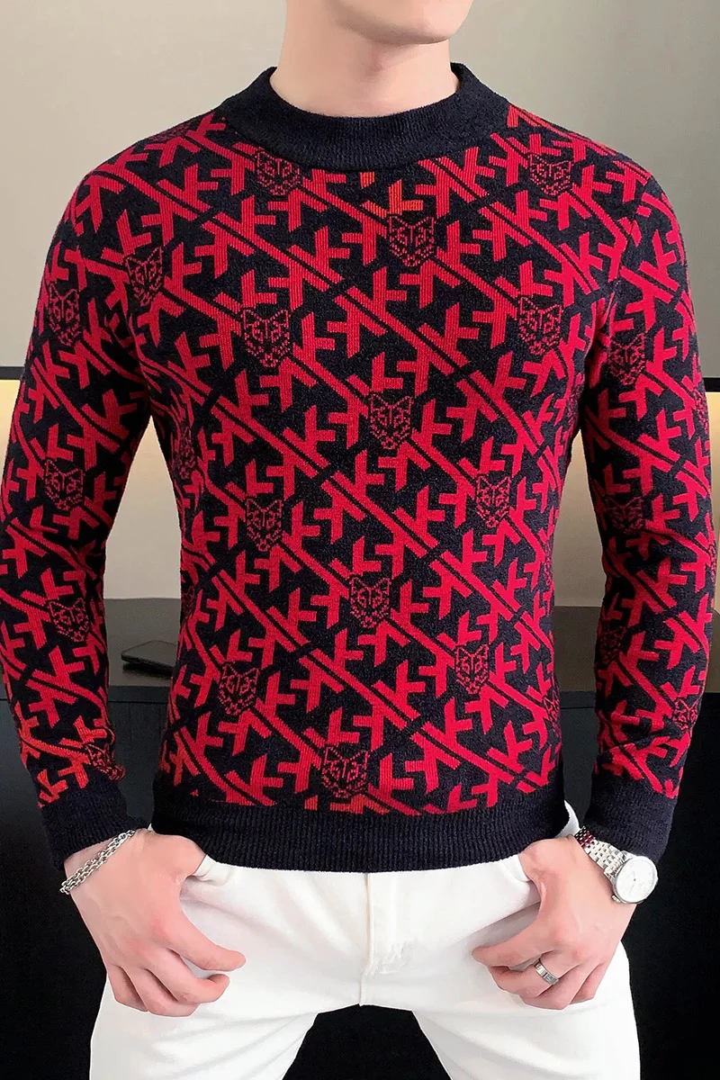 Свитер вязаный бархатный с круглым вырезом и длинными рукавами