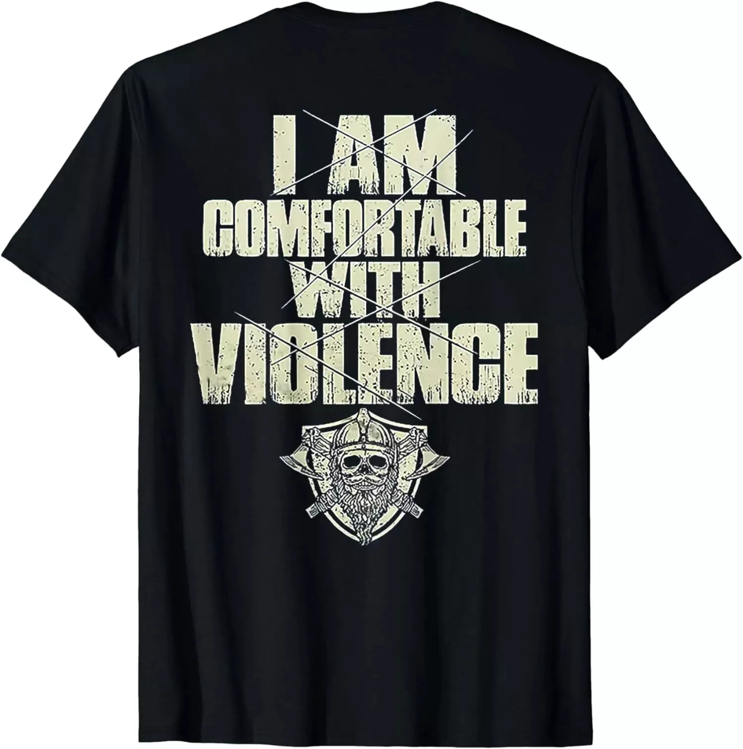 Ретро I Am Comfortable With Violence Skull Viking Футболка