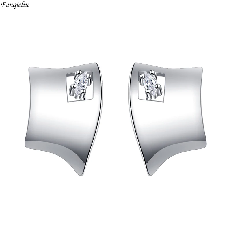 

Fanqieliu 925 Silver Needle Crystal Jewelry Fashion Sector Stud Earrings For Women New FQL23208