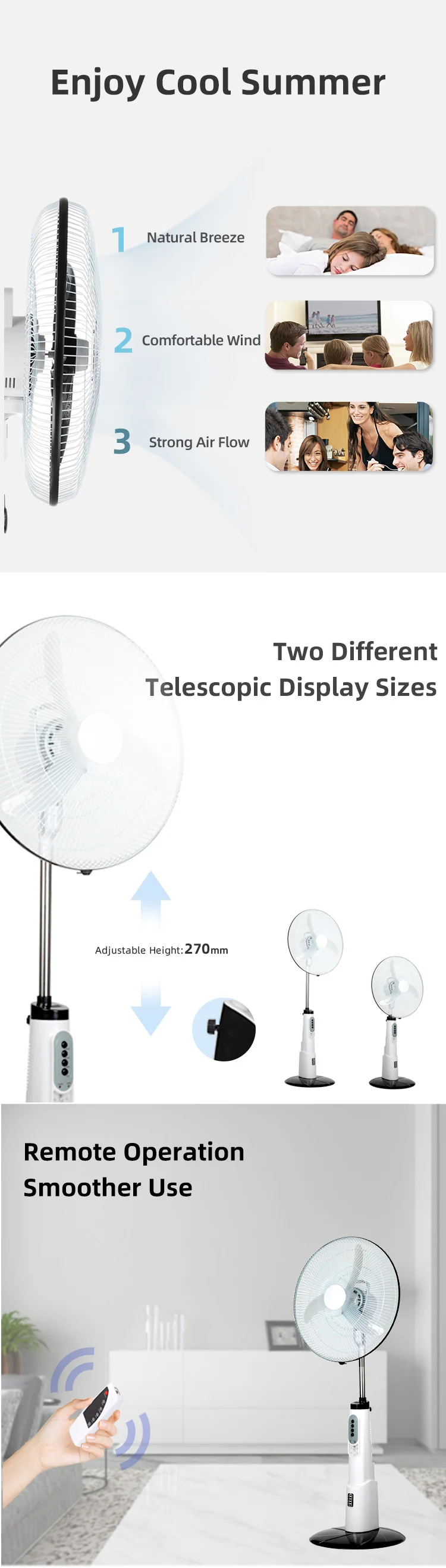 Перезаряжаемый вентилятор для зарядного устройства напольный 18 дюймов