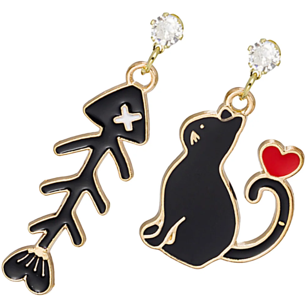 

1 Pair Cat Fishbone Earrings Dangle Earrings Jewelry Temperament Gifts
