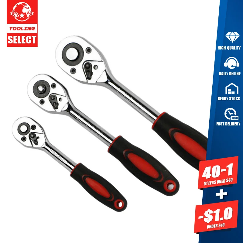 

1pc Wrench 1/4" 3/8" 1/2" Steel High Torque Ratchet Wrench for Socket 24 Teeth Quick Release Wide Used Professional Hand Tools