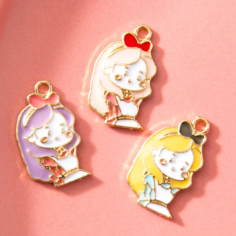

10PCS Gold Plated Enamel Princess Prince Girl Charm Pendant for Jewelry Making Bracelet Necklace Earrings DIY Handmade Craft