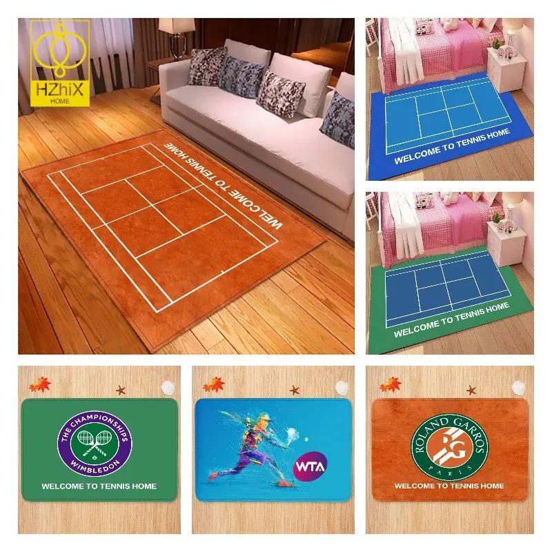 

Sports Tennis Carpet Green Court Thickened Soft Non-slip Entry Living Room Bedside Entry Mat Carpet Floormat Flannel Salon Rugs