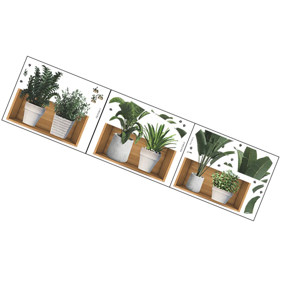 

Botanical Pattern Plants Sticker Living Room Wall Stickers Kids Decals Green Potted