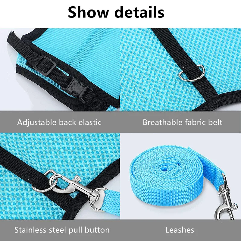 Small Animal Hamsters Outdoor Pet Vest with Pulling Rope Rabbit Harnesses Leashes Guinea Pig Leash Soft Harness