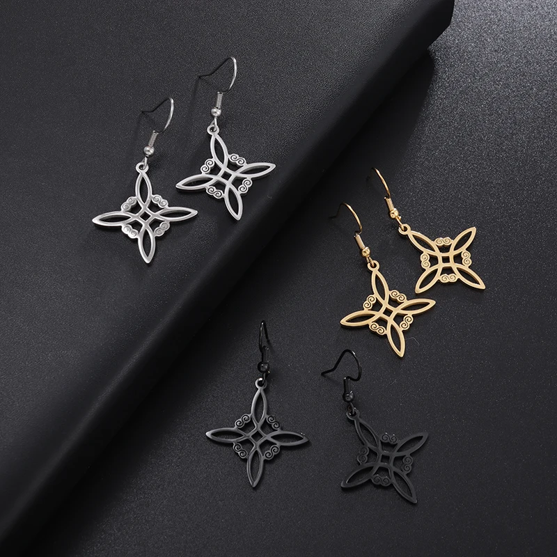 Witchcraft Stainless Steel Earring Witch Irish Knot Pendants Women Gold Color Earrings Witch Jewelry