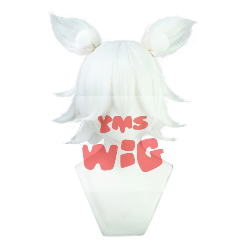 Игра Genshin Impact Kitsune Saiguu парик для косплея с ушками 45 см белый вечеринка на Хэллоуин