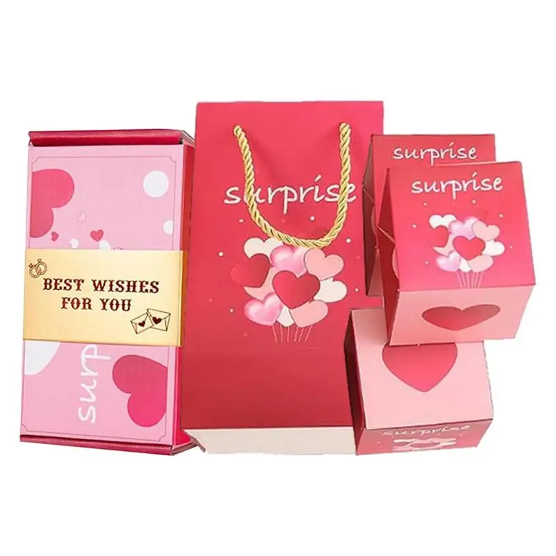 

Creative Surprise Exploding Box Creativity Folding Bouncing Red Envelope Gift Box DIY Folding Carton Gift Box For Weddings