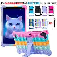 rainbow silicone case for samsung galaxy tab a 8 0 2019 tablet shockproof full body stand for sm t290 t295 t297 with pen strap