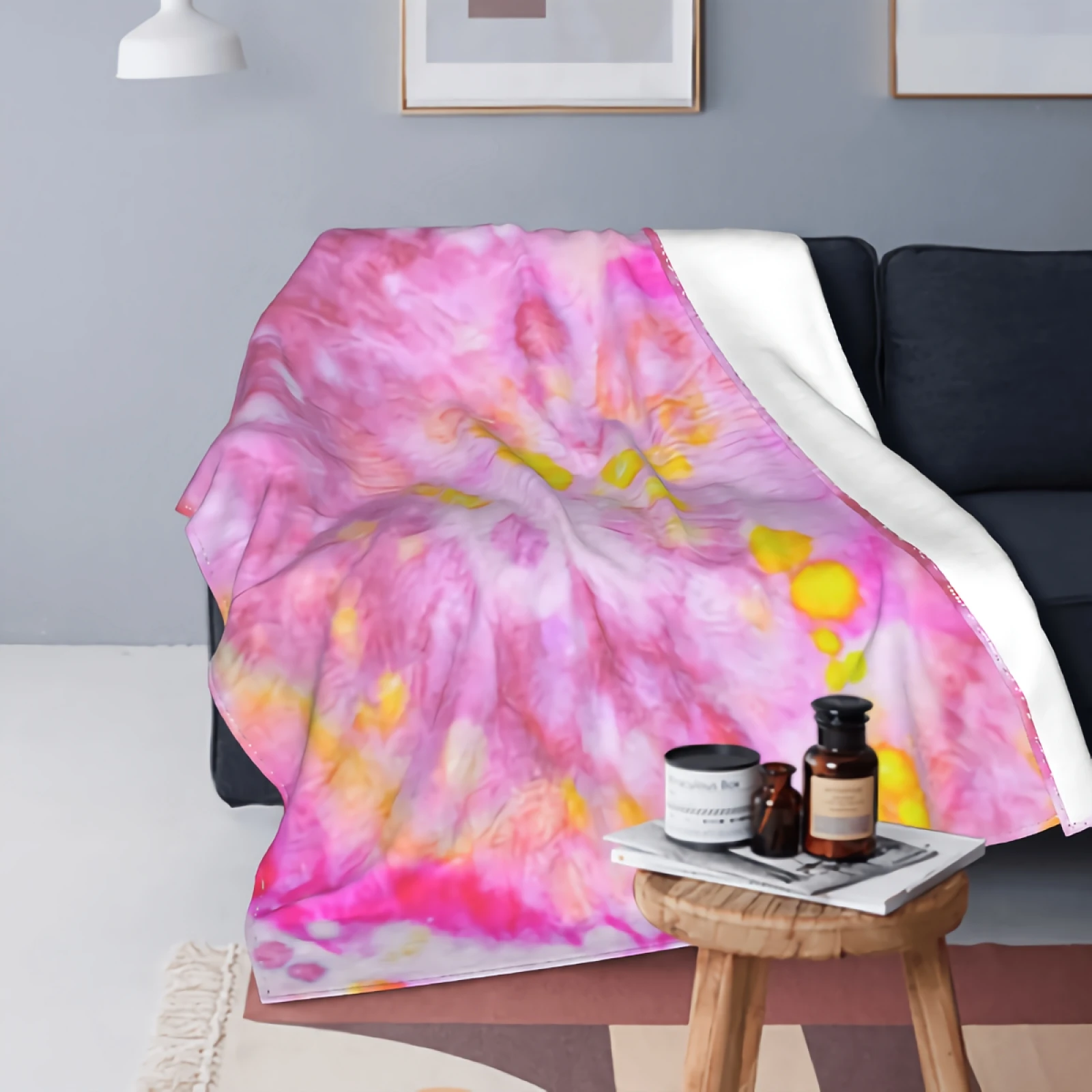 

Фланелевое Флисовое одеяло в стиле хиппи с радужными красками на фоне абстрактного психоделического искусства легкий уютный плюш