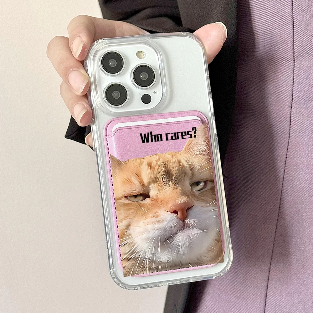 Фото Забавный держатель для карт Ginger Cat в стиле INS, магнитный тонкий кошелек-карман для телефона Magsafe для iPhone 17 16 Pro, чехол для Samsung №4