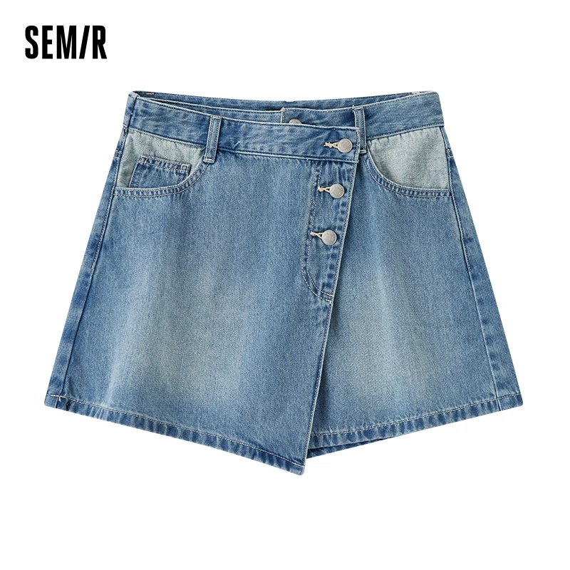 Женские ассиметричные джинсовые шорты Semir свободные мягкие лето 2024