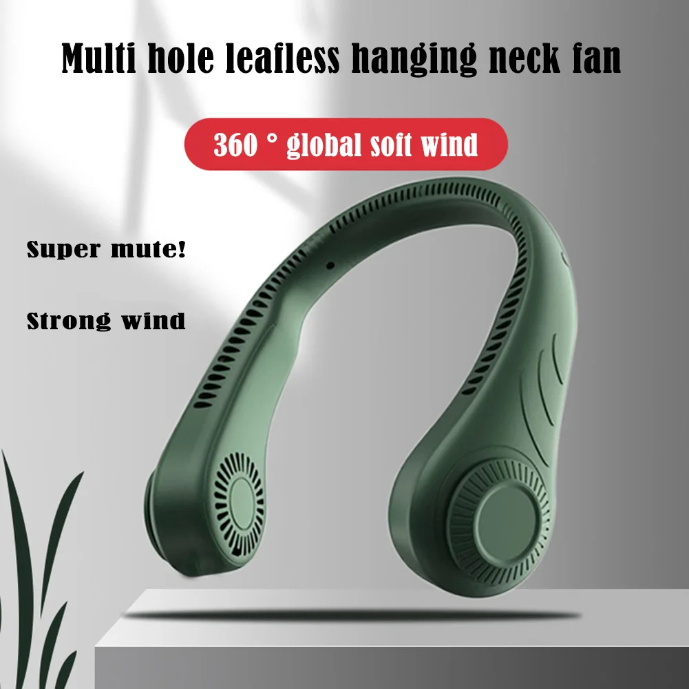 

Mini Hanging Neck Fan Portable Bladeless Rechargeable Mute Cooling Wearable Neckband Leafless Fan 3-Speed Adjustable for Home