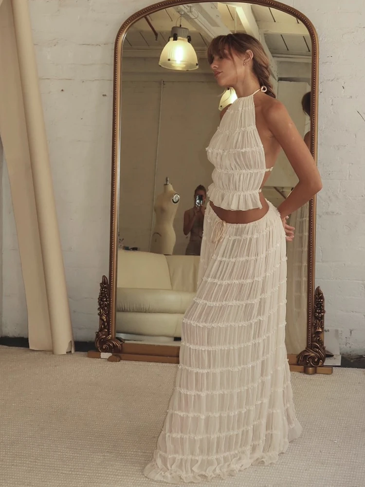 Женский комплект из двух предметов ByeMyLove с юбкой короткий топ длинным рукавом и