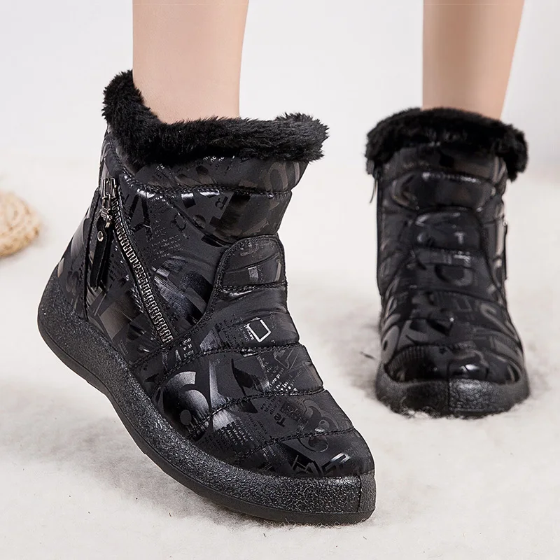 

2021 New Women Boots Fashion Alphabet Winter Shoes Women Waterproof Snow Boots Warm Ankle Botas Mujer Winter Footwear Female