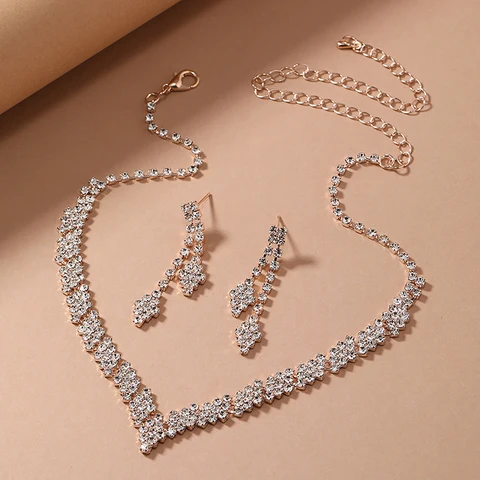Простое геометрическое циркониевое ожерелье, аксессуары для женщин, Свадебный комплект ювелирных изделий для невесты, подарок, 2 шт.