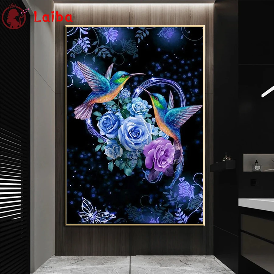 

Diamond Embroidery Hummingbird Flowers Picture Diamond Painting Full Square round drill Mosaic Cross Stitch Wall Art