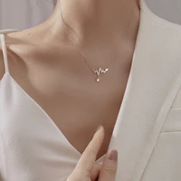 925 sterling silver diamond heartbeat necklace for wome simple temperament clavicle chain female necklace chain