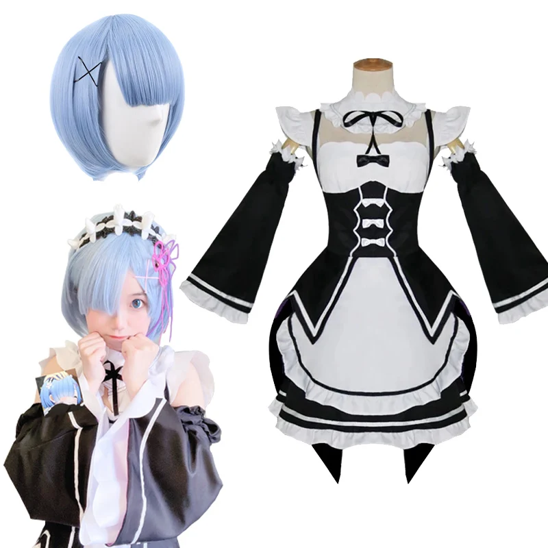 

Костюм горничной черного цвета с надписью «Re:zero»