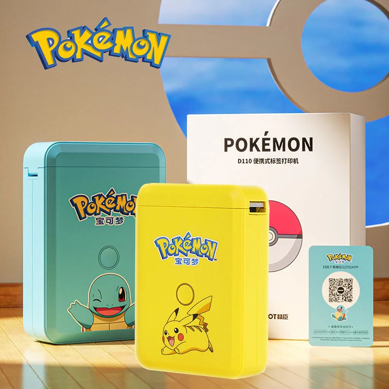 

New Cartoon Pokemon Pikachu School Household Labeling Machine Storage Mini Bluetooth Portable Printer Product Label Printer Gift