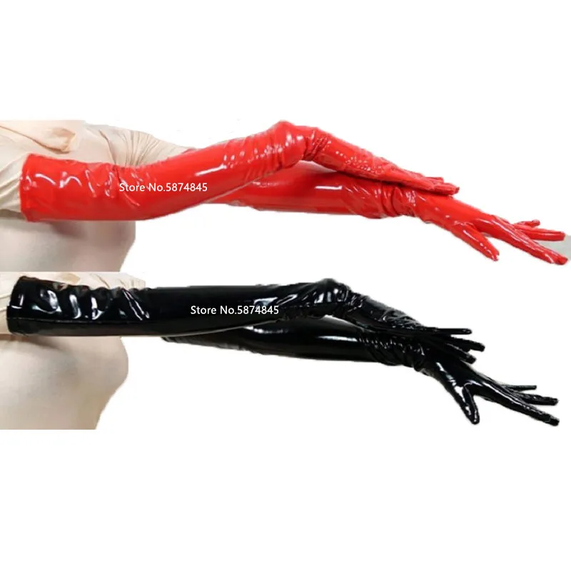 1 пара оптовая продажа ПВХ виниловый спандекс зентай длинные черные/красные