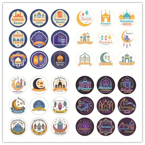 

90pcs Ramadan EID Mubarak Decorations Paper Sticker Gift Box Lable Seal Sticker Islamic Muslim Eid Al-fitr Decoration Supplies