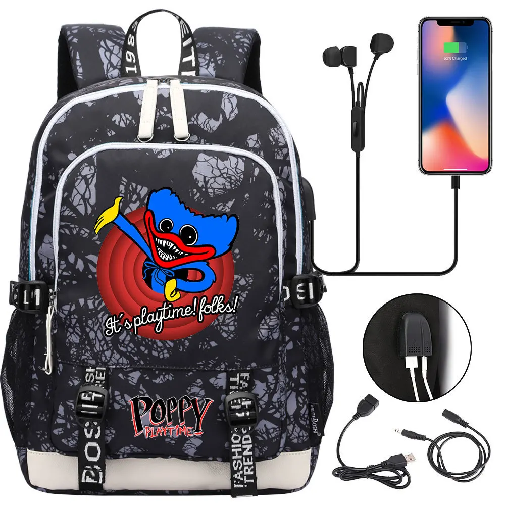 

Game Poppy Playtime Backpack Men Women USB Charging Laptop Travel Backpack Boy Girl Teenager School Backpack Casual Mochila