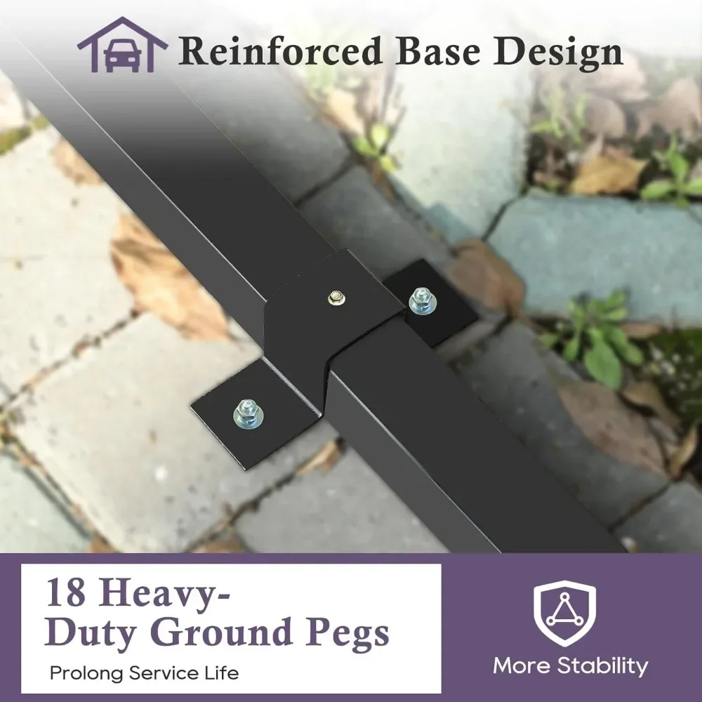 Металлический карпорт 10x15 футов с крышей из оцинкованной стали и улучшенным