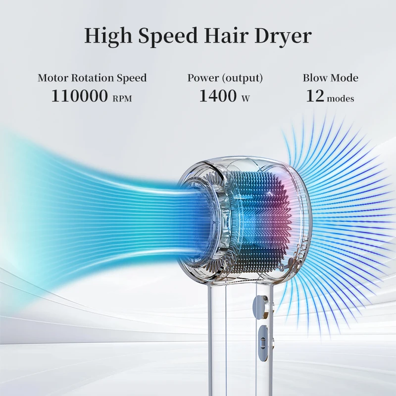 Портативный высокоскоростной фен 110000 Профессиональный салонный легкий ионный Rpm