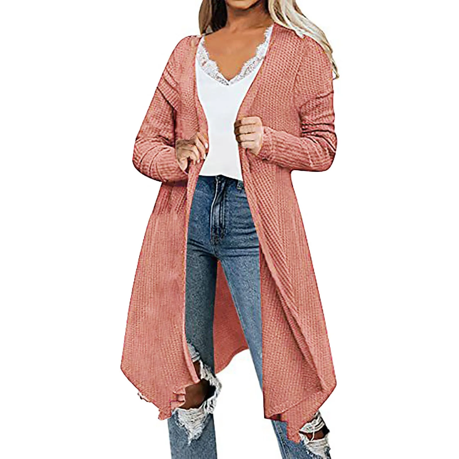 

Женский однотонный свободный свитер с длинным рукавом и драпировкой спереди, кардиган с асимметричным подолом