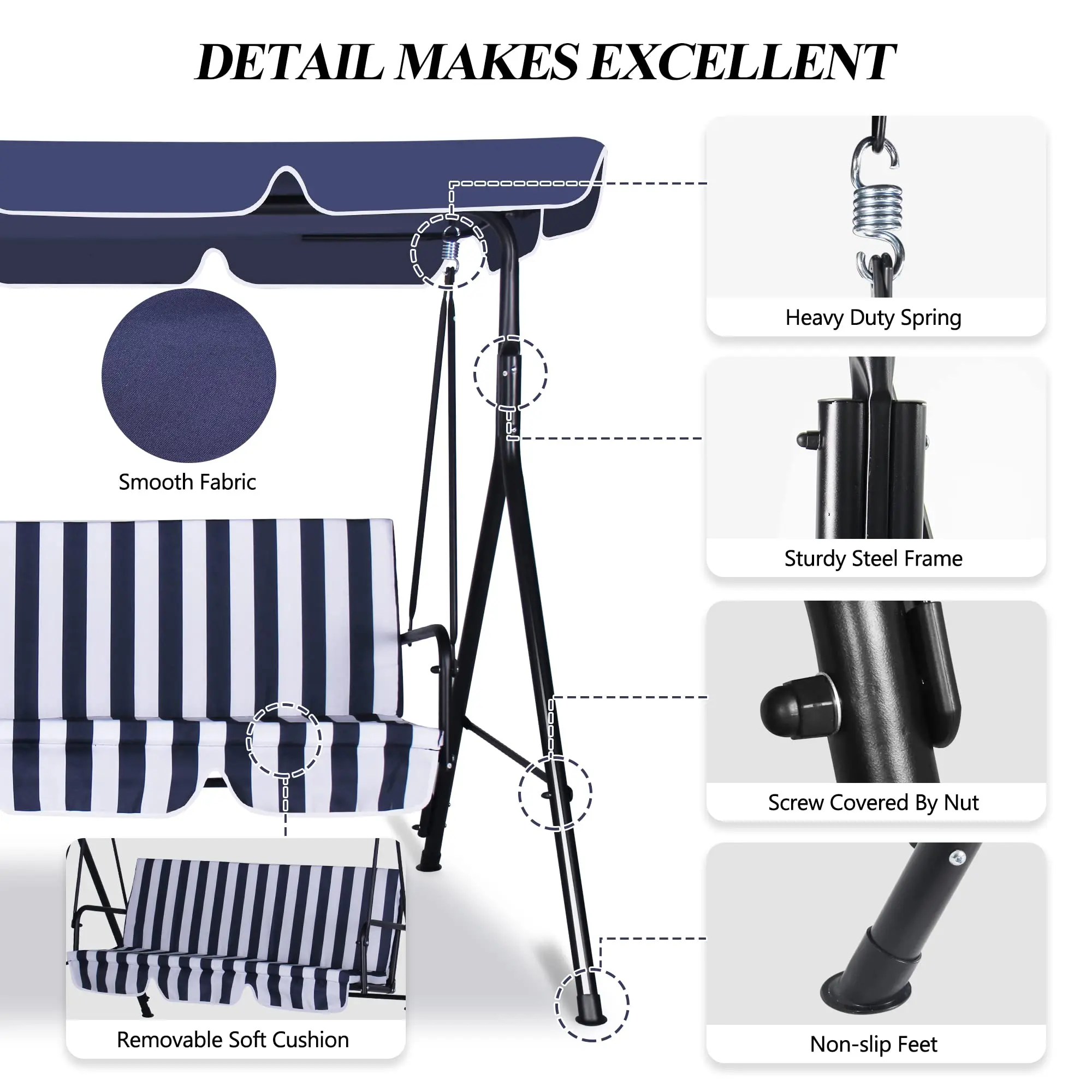 Открытый патио стул-качалка устойчивый к атмосферным воздействиям навес для