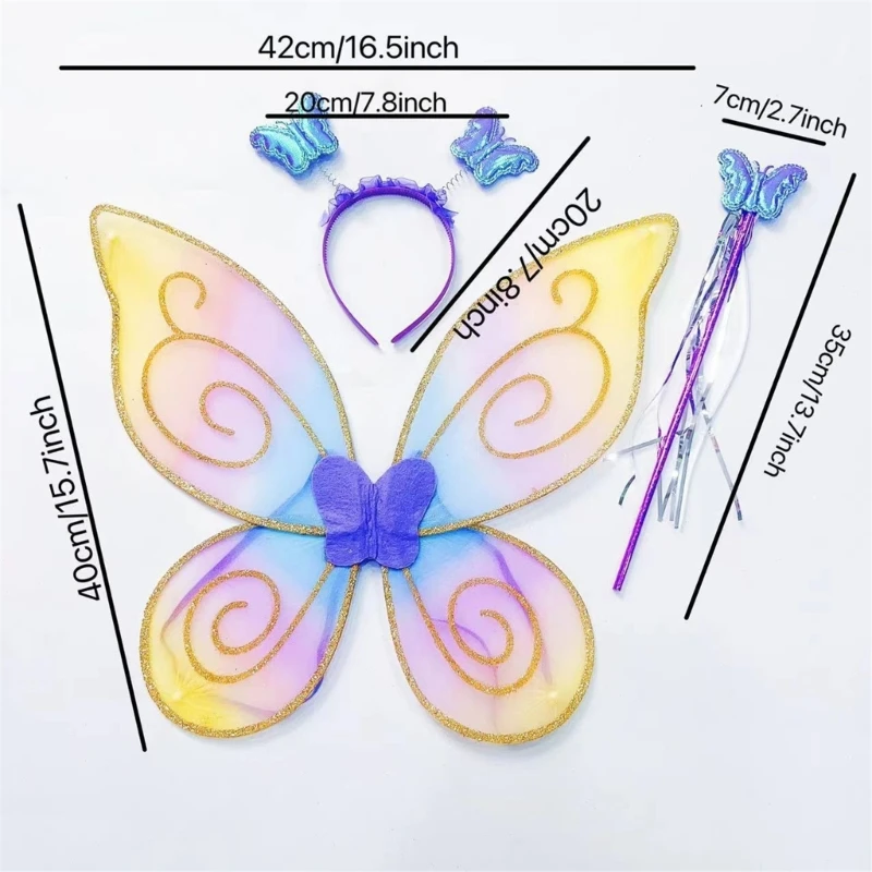 Костюмы принцессы феи для девочек комплект с крыльями бабочки и волшебная