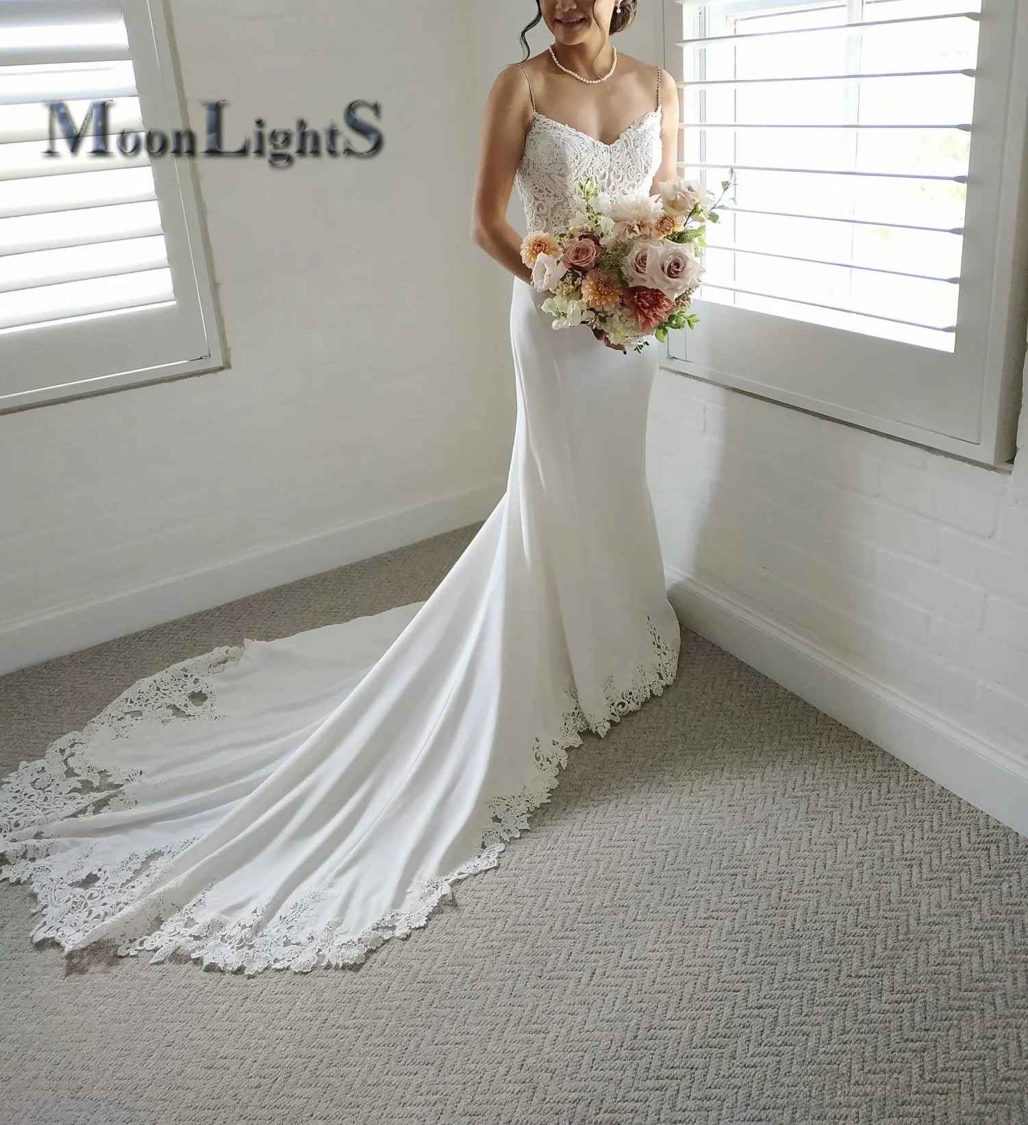 

Женское свадебное платье с юбкой годе MoonlightShadow, элегантное сказочное платье со шлейфом, Прямая поставка