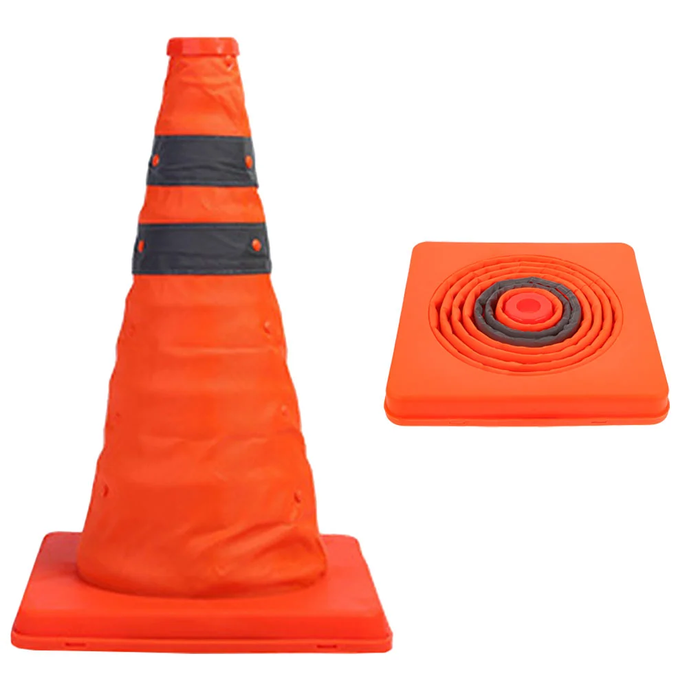 

2 Pcs Road Cone Multi Purpose Parking Cones Safety Reflective Collars Fold Collapsible Traffic Plastic