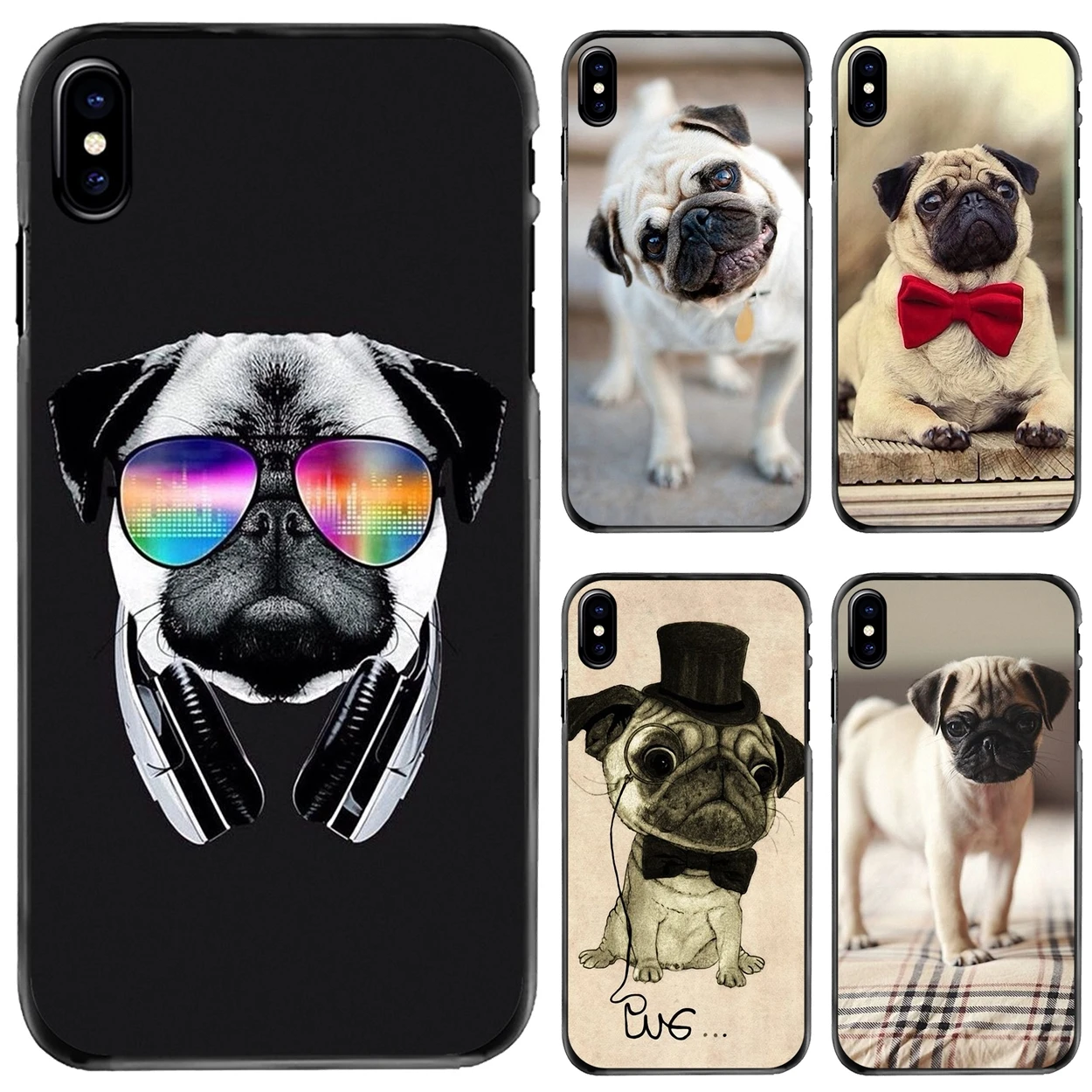 

2018 new Cute cartoon pug Hard Phone Cover Case For Apple iPhone 11 12 13 14 Pro MAX Mini 5 5S SE 6 6S 7 8 Plus 10 X XR XS