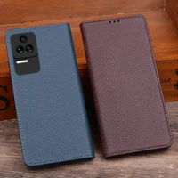 hot sales new luxury genuine leather flip phone case for xiaomi redmi k50 k40s pro leather half pack phone cases shockproof bag