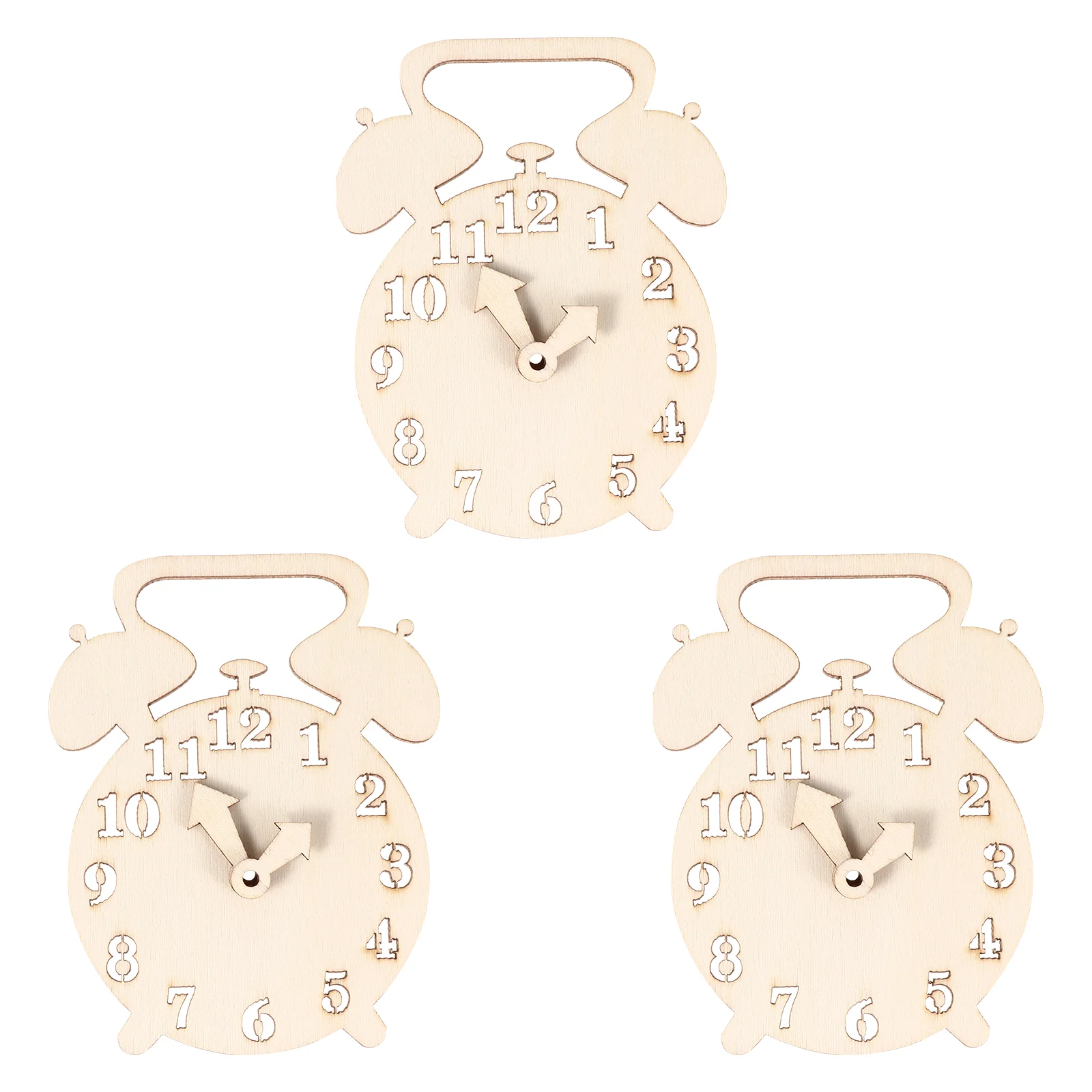 

3 Sets Alarm Clock Shape Blank Wood Chips Unfinished Wood Chips DIY Accessories