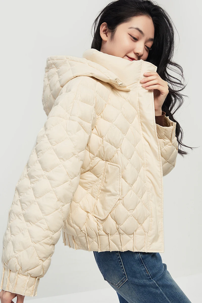 High Quality Thin Abrigos Mujer Invierno 2022  Winter Coat Women  90%  White Duck Down Hood Casual  Winter  Zipper