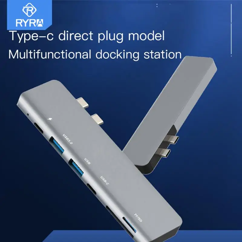 

RYRA 7 IN 1 USB 3.0 Type-C Hub To HDMI Adapter 4K Thunderbolt 3 Hub With Hubs TF SD Reader Slot PD For MacBook Pro/Air 2018-2020