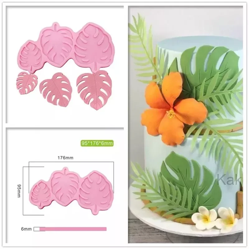 

NEW2022 1Pc 3 Sizes Made Decorating Leaves Chocolate Candy Monstera Leaf Silicone Mold Fondant Cake Decoration Silicone Mold Han
