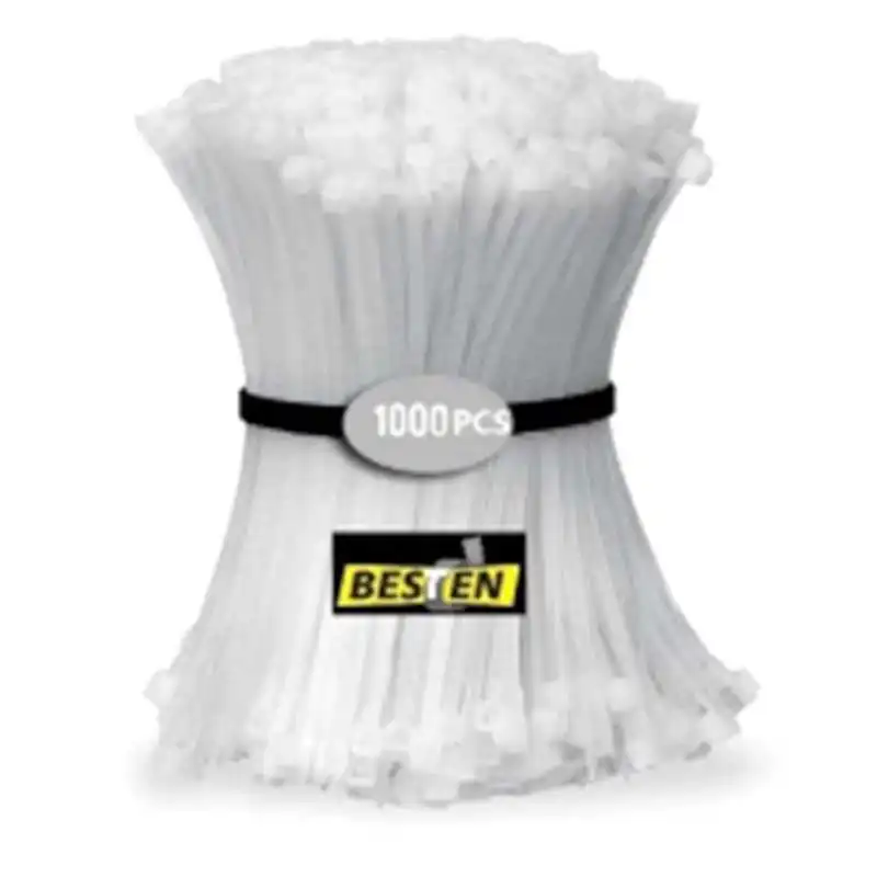 

1000Pcs Cable Ties Pa66 Nylon Self Lock Strong Locking Force Heavy Duty Cable Ties White