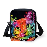 cat dog watercolor style pattern teenager kids messenger bag casual cross body bags women shoulder bag holiday gift bag