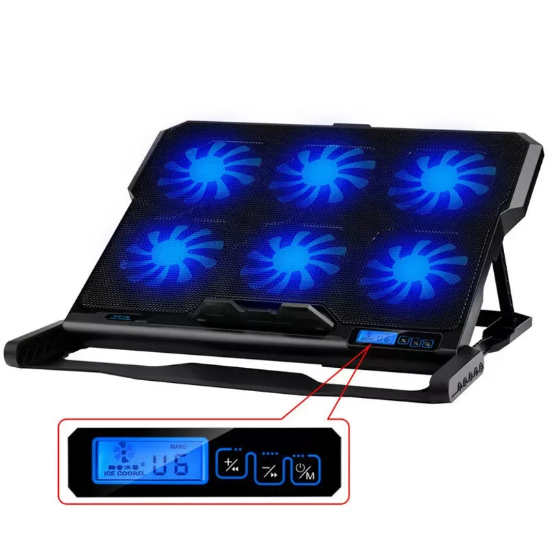 

Jelly Comb Laptop Cooling Pad Laptop Cooler Six Fans Gaming Led Screen Two USB Ports Laptop Cooler Stand Notebook Stand 17inch