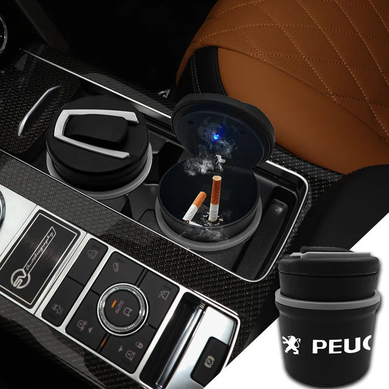 

1PCS Portable LED Car Ashtray Automatic Light Indicator Car Cup Holder for Peugeot 206 207 208 307 308 407 2008 3008 5008 RCZ Et