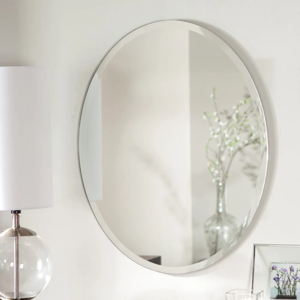

Medium 22" X 28" Oval Beveled Odelia Frameless Wall Mirror Vanity Makeup for Bathroom Shower